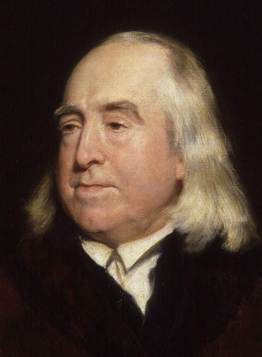 Jeremy Bentham, who held that the right action is the one producing the greatest happiness, and who attempted to make the calculation explicit.