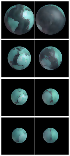 Globes built to illustrate the idea of a smaller, expanding early Earth.