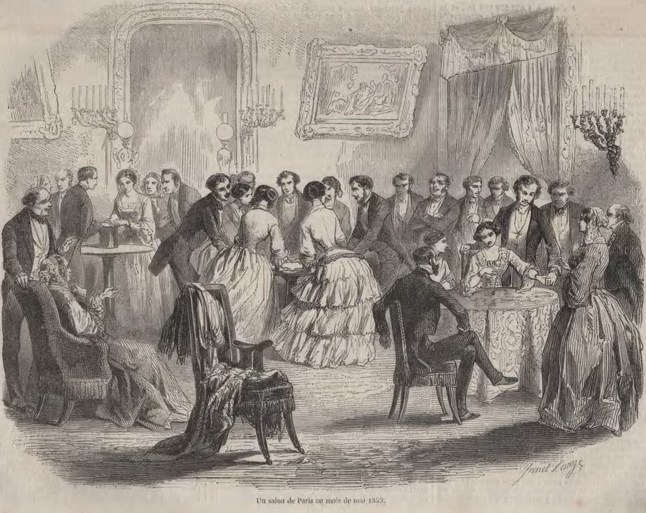 A nineteenth century table-turning session. Participants sincerely believed the table moved by itself, and the movement came from their own unregistered muscle activity. It is the same mechanism at work here.