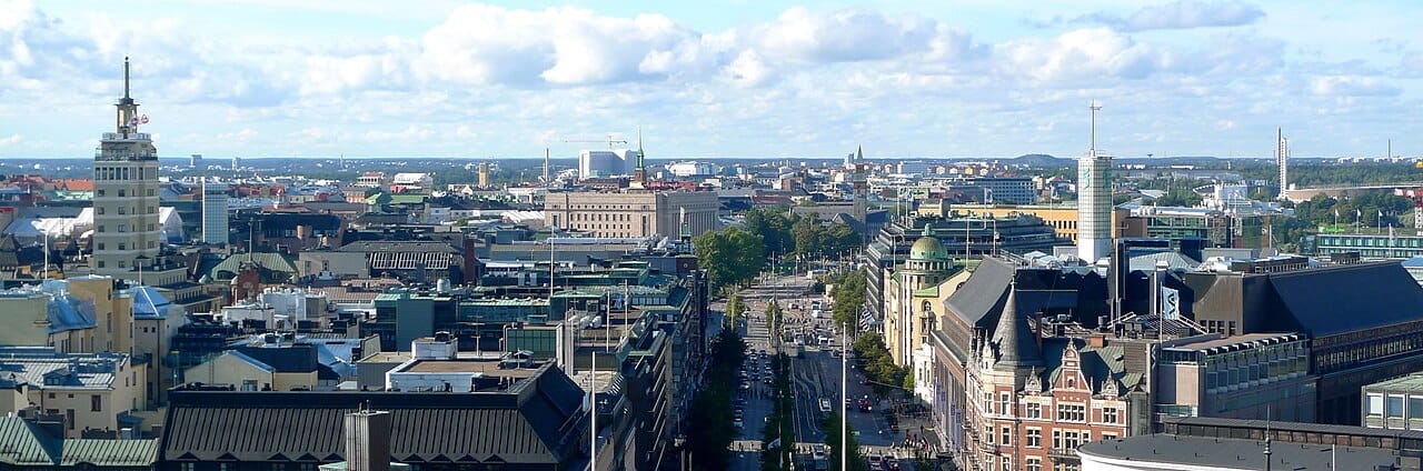 The centre of Helsinki, the capital of Finland, on the Baltic coast. Home to a large share of the nation's people, it is the political, cultural, and economic heart of the country, a compact seaside city of neoclassical and modern architecture.