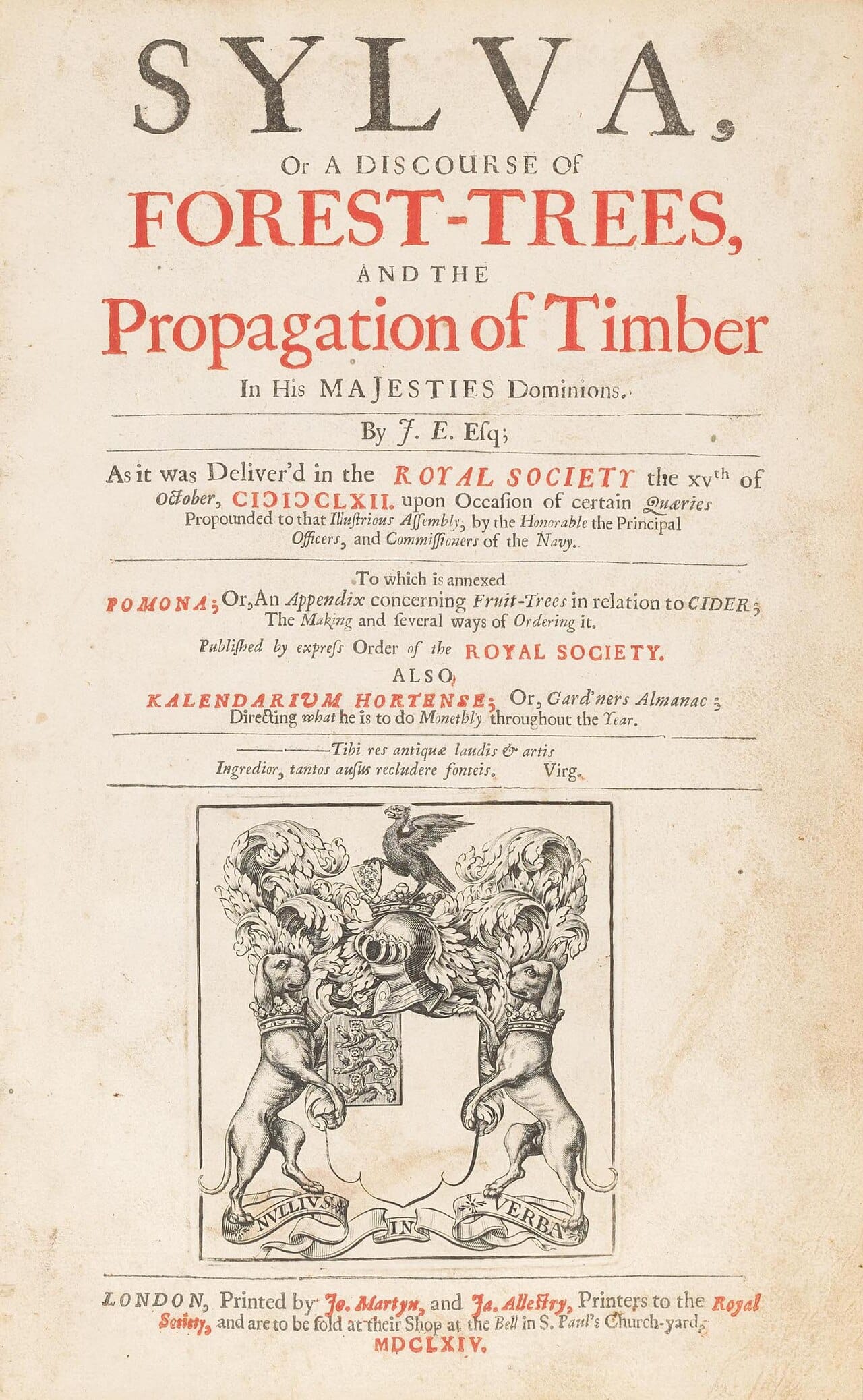 Evelyn's Sylva of 1662. Written in response to a perceived timber shortage, it argued for systematic planting and is among the earliest works of applied forestry.