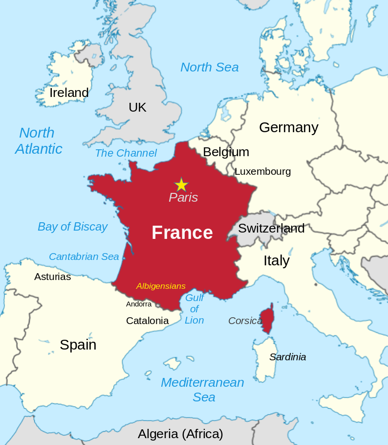 France and its neighbours. Often called the hexagon for its six-sided shape, it is the largest country in the European Union by area, reaching from the English Channel in the north to the Mediterranean in the south.