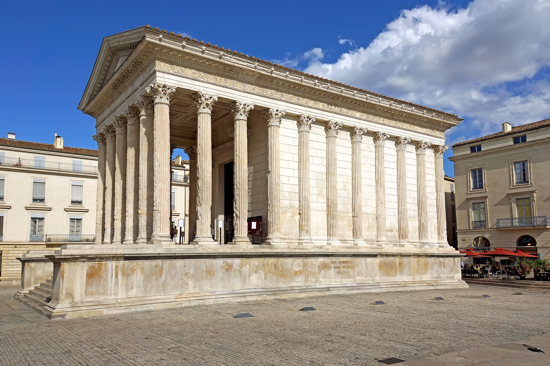 The Maison Carree at Nimes, built around 2 AD. One of the best-preserved Roman temples anywhere, it survives from the five centuries when France was the wealthy Roman province of Gaul.