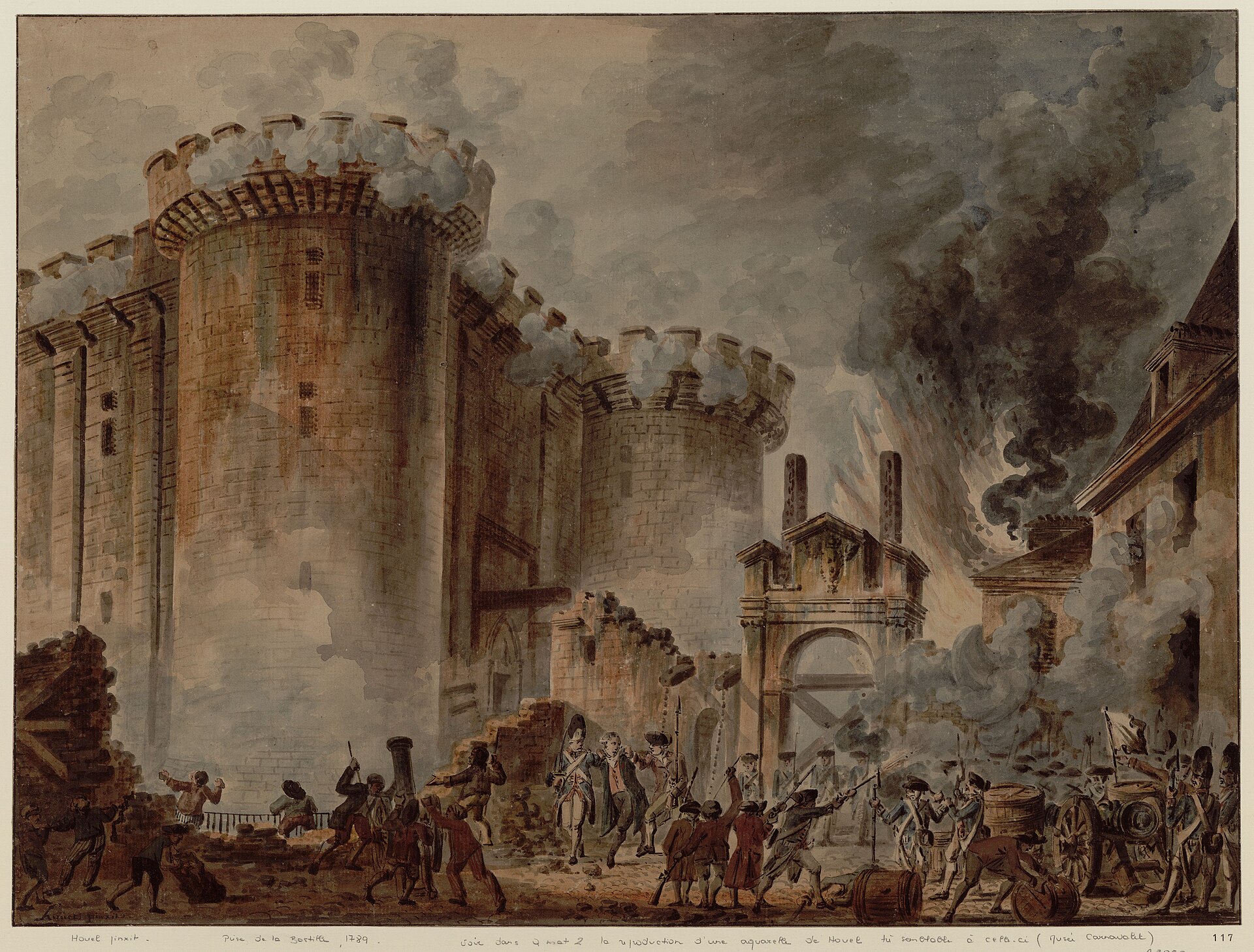 The storming of the Bastille on the 14th of July, 1789, the emblematic moment of the French Revolution. Credit: Jean-Pierre Houël (Public domain).