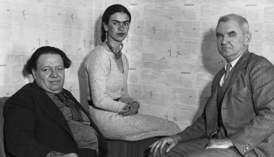 Kahlo with the muralist Diego Rivera, her husband and fellow artist.
