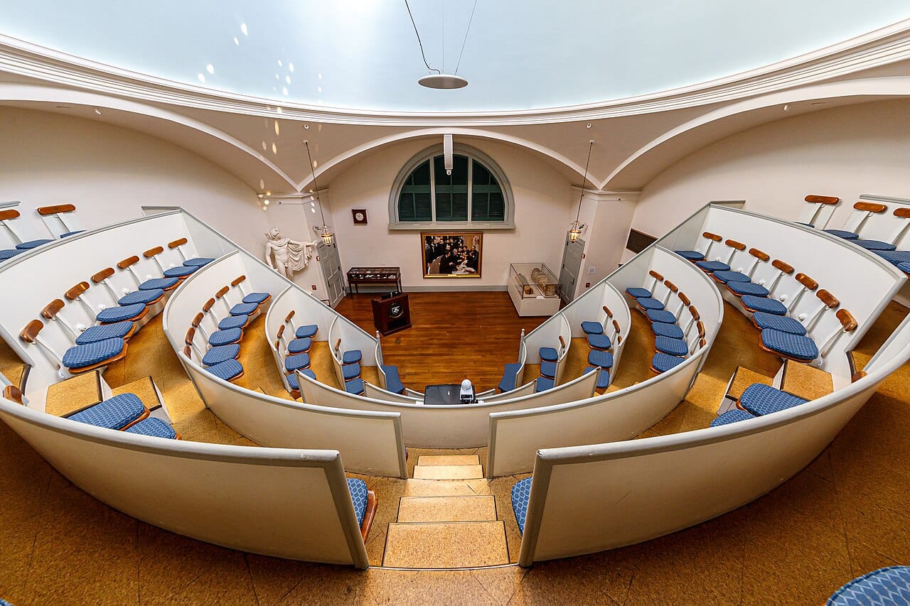 The operating theatre at Massachusetts General Hospital where ether was demonstrated on 16 October 1846. It has been known as the Ether Dome since.