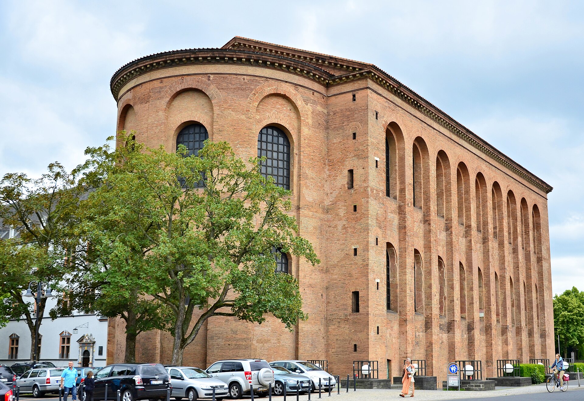 The Basilica of Constantine in Trier, built around 310 AD as a Roman imperial hall. It survives from the centuries when the Rhineland lay within the Roman Empire.