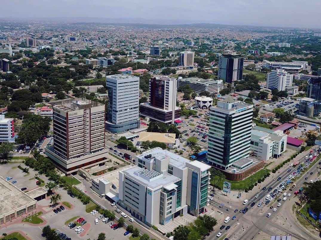 Accra, the capital of Ghana and the centre of its fast-growing urban population. More than half of Ghanaians now live in towns and cities, and the Accra metropolitan area has expanded dramatically as people move from the countryside.