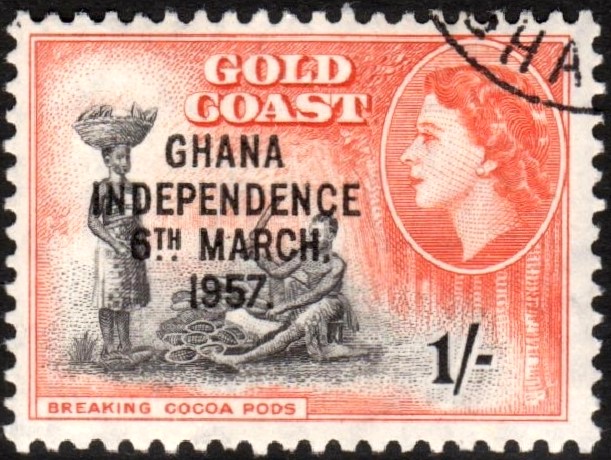 A 1957 stamp marking Ghana's independence, the first won by a sub-Saharan African nation. Credit: British Government (Public domain).