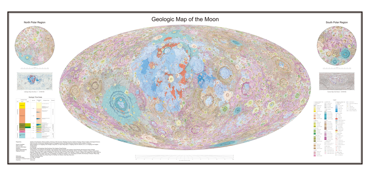 A geological map of the Moon. Lunar samples returned by the Apollo missions are what turned the origin question into a measurement problem.