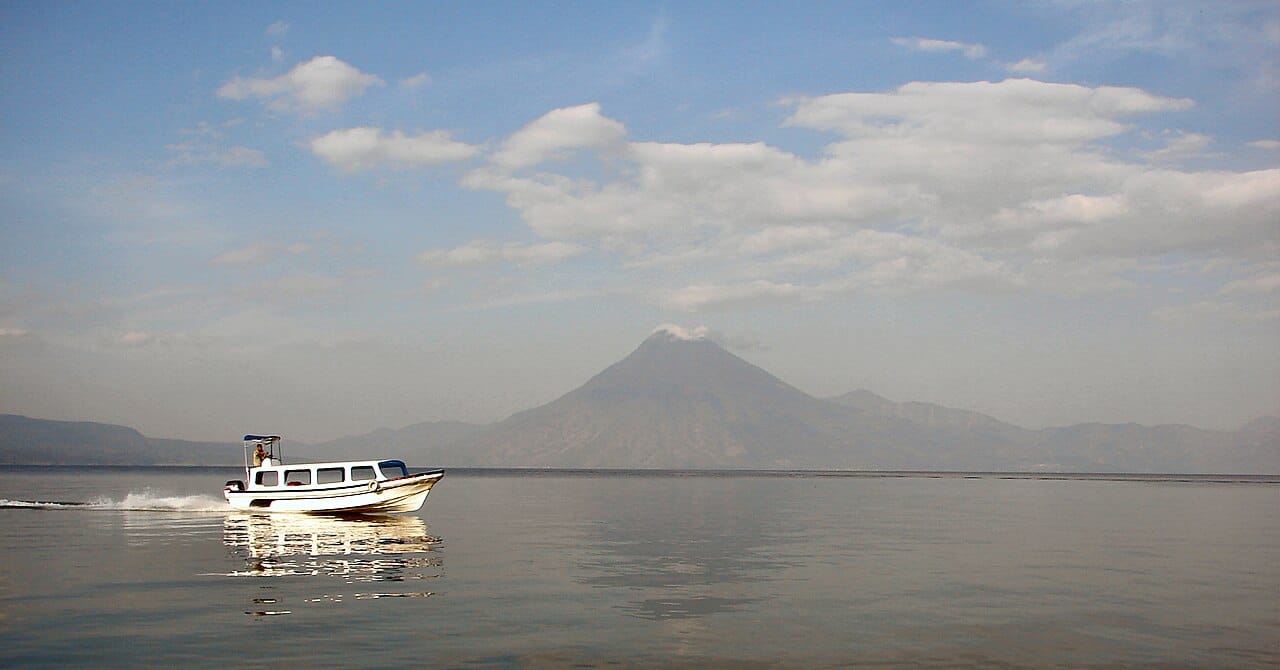 Lake Atitlan, ringed by volcanoes in the Guatemalan highlands, often called one of the most beautiful lakes in the world. Its shores are dotted with traditional Maya villages, each with its own character.