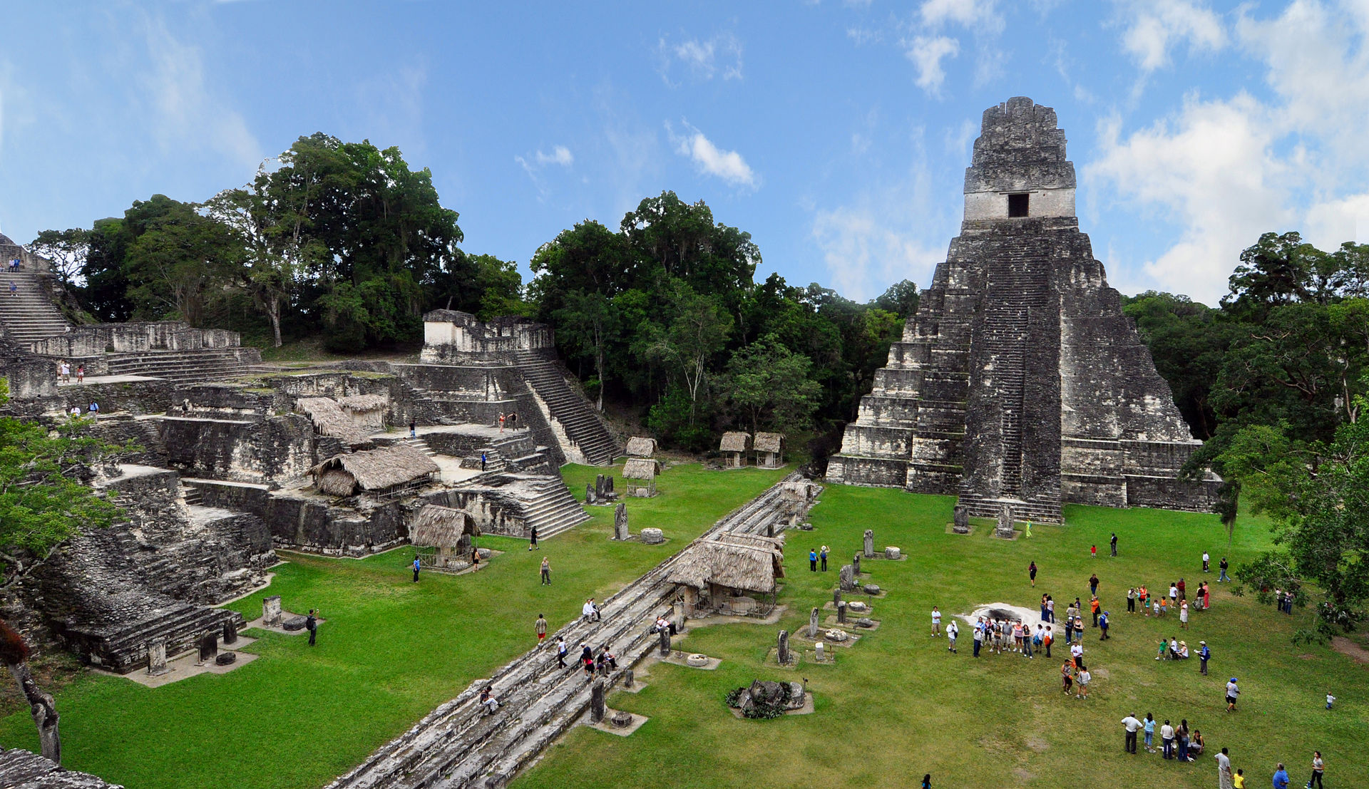 The ancient Maya city of Tikal, its temples rising above the rainforest of northern Guatemala. Credit: chensiyuan (CC BY-SA 4.0).