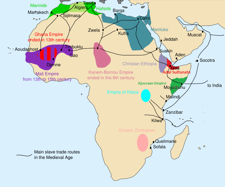 A map of the states of medieval West Africa. The region of Guinea-Bissau lay within the orbit of the Mali Empire and the kingdom of Kaabu before the Portuguese came and made its coast a centre of the Atlantic slave trade.