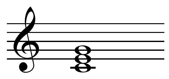 A major triad. Three pitches sounded together form the basic harmonic unit of Western music, and the intervals between them correspond to simple frequency ratios.