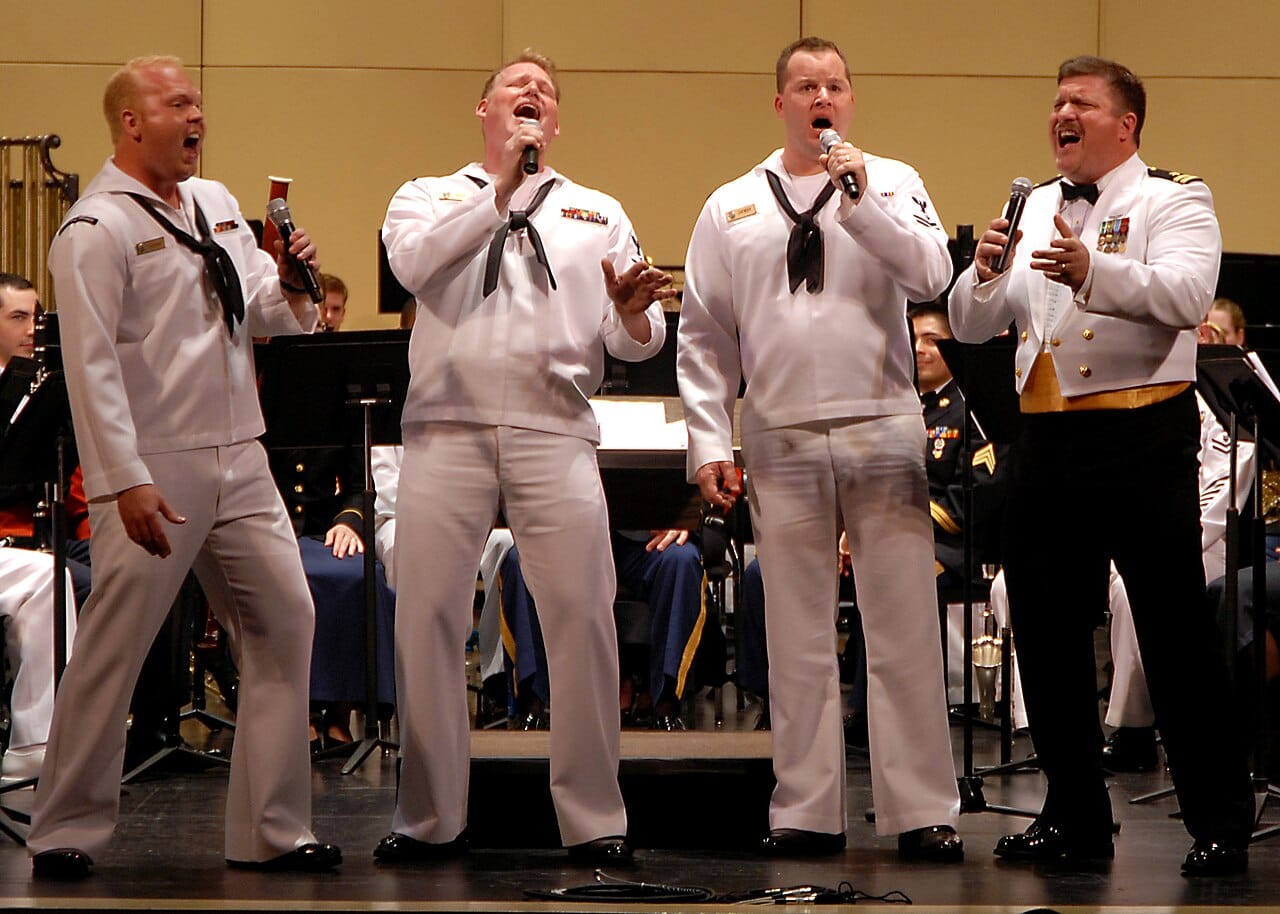 An ensemble performing. Harmony in the Western sense is one way of organising simultaneous sound, and several major traditions organise it differently or hardly at all.