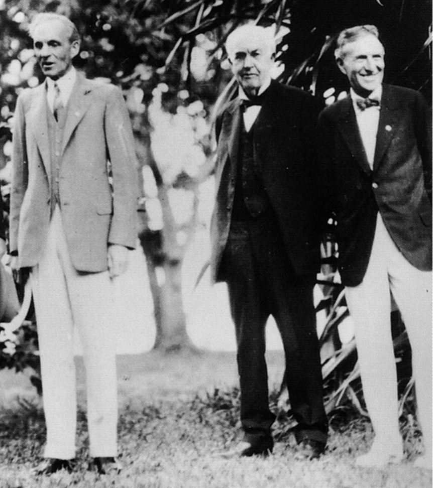 Ford, with the inventor Thomas Edison and the industrialist Harvey Firestone, in 1929.