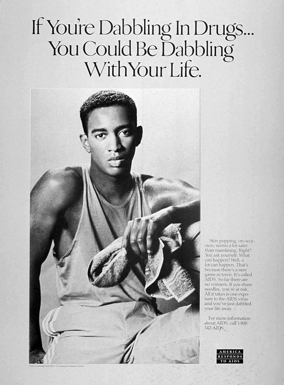 A public-health poster from 1989 highlighting the threat of AIDS, from the early years of the epidemic.