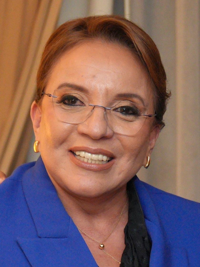 Xiomara Castro, president of Honduras from 2022 to 2026 and the country's first woman head of state. The wife of Manuel Zelaya, the president ousted in the 2009 coup, she led the leftist LIBRE party to power before handing office to Asfura.
