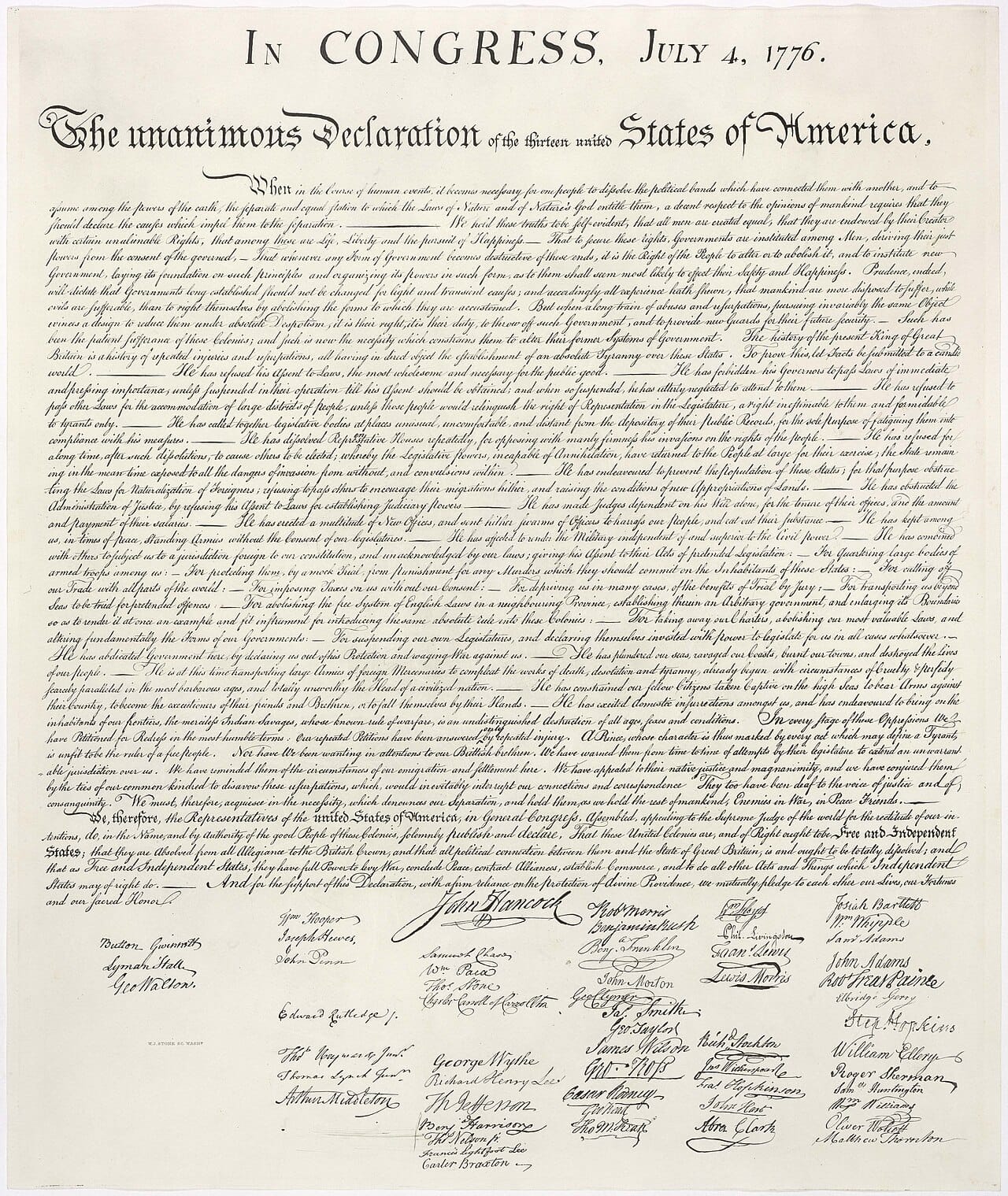 The United States Declaration of Independence, which asserted rights as self-evident and unalienable while the society proclaiming it practised slavery.