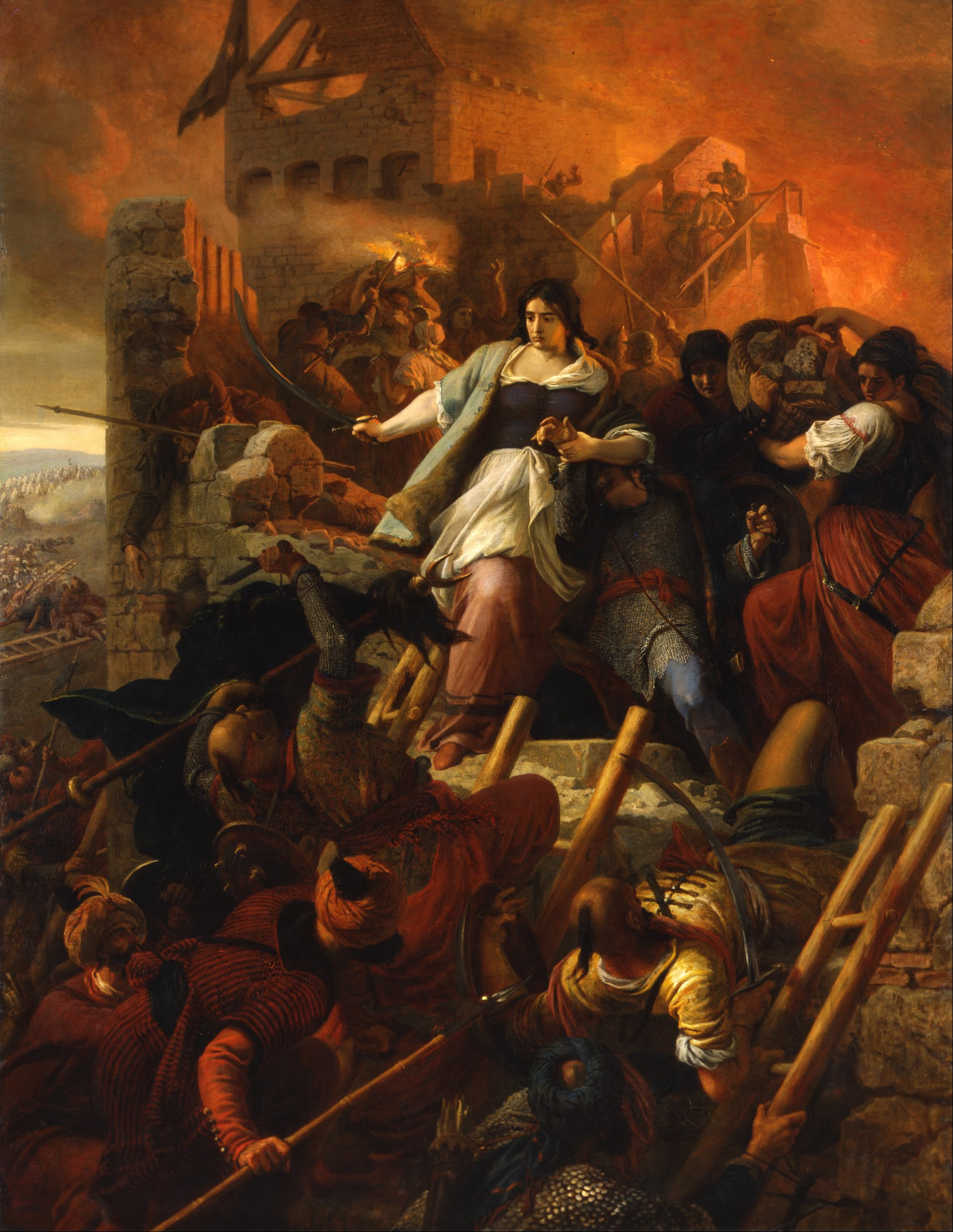 The Women of Eger, a nineteenth-century painting of the 1552 siege in which the townsfolk, women among them, held their fortress against a vast Ottoman army. Such stands became legends of Hungarian resistance to the Turkish conquest.