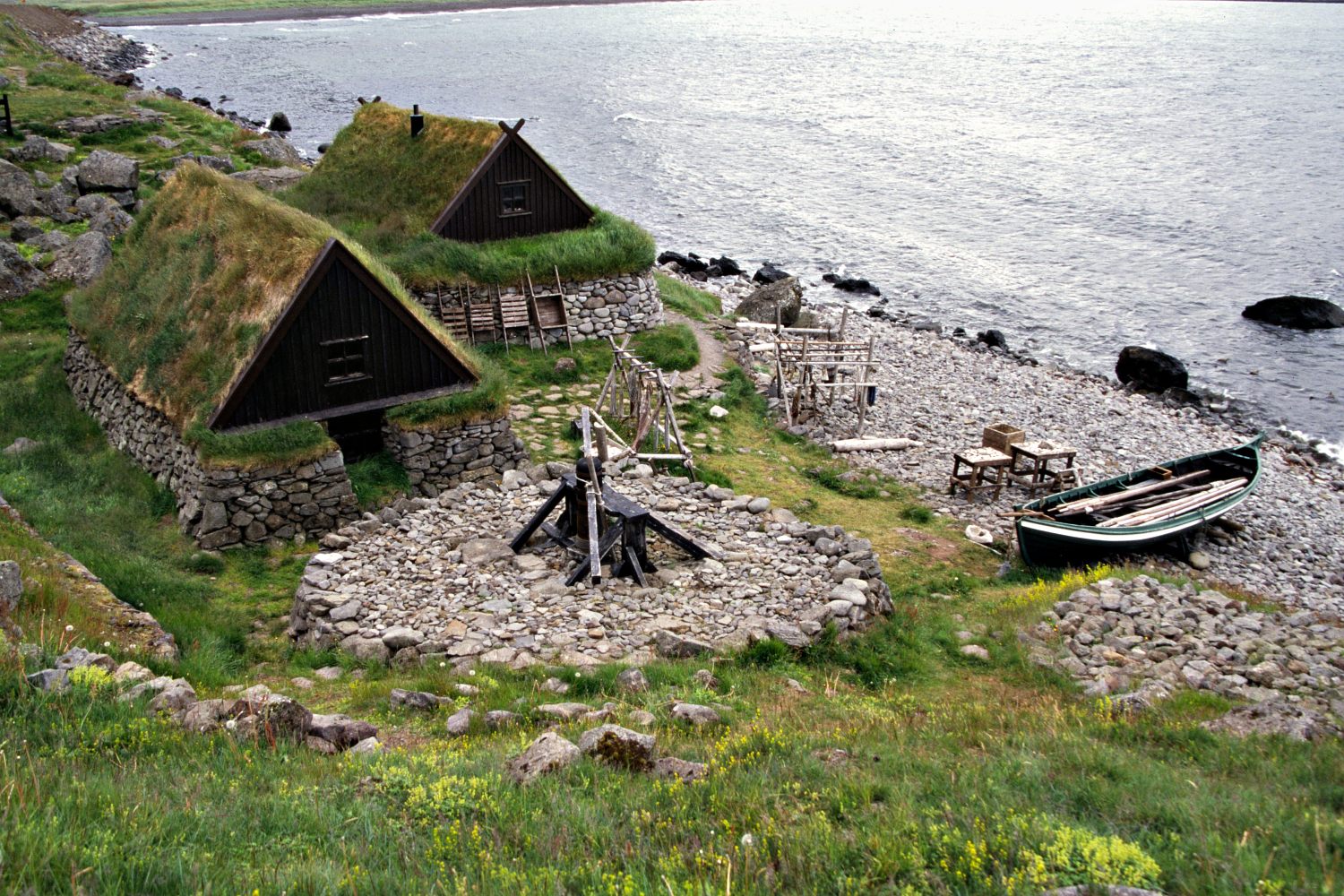 Osvor, a replica of an old Icelandic fishing outpost. For centuries fishing from small open boats in the cold, dangerous Atlantic was the mainstay of survival, as it would remain the foundation of the modern economy.