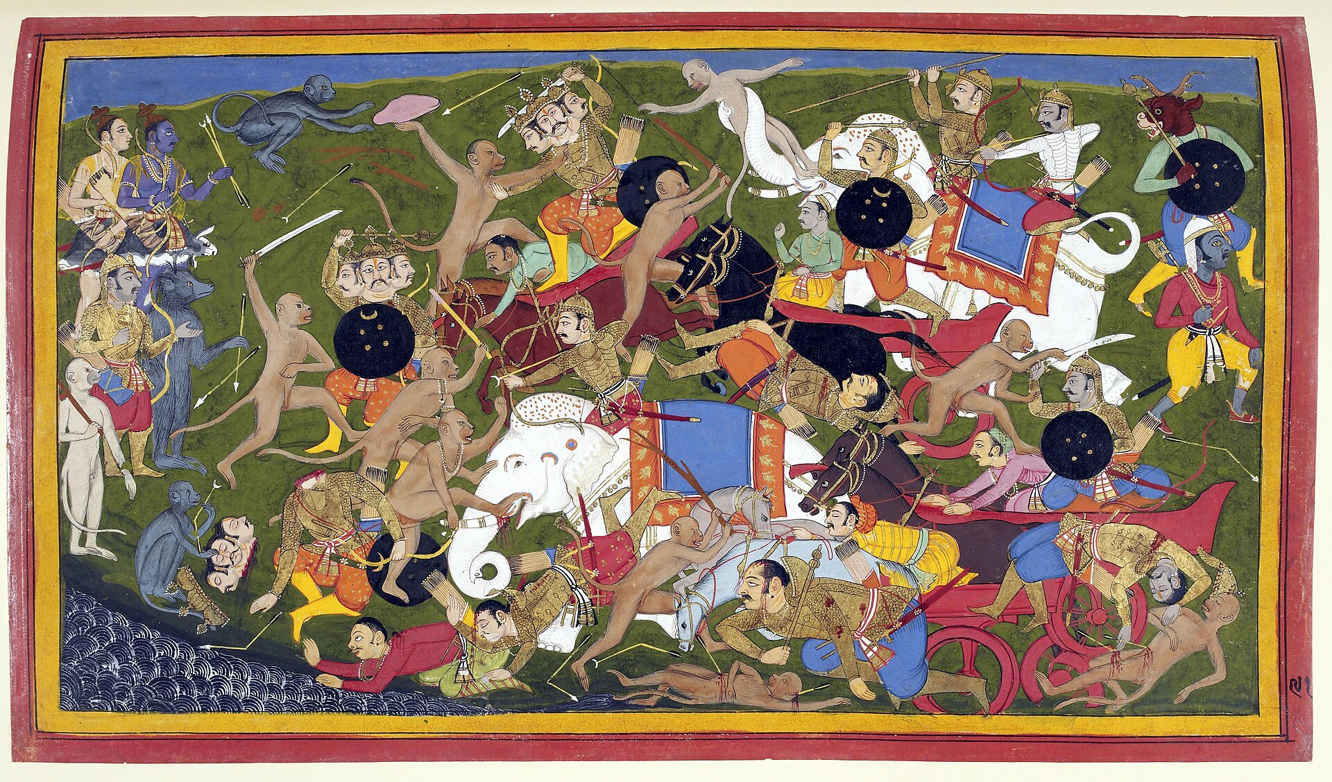 A manuscript illustration of the Ramayana, one of the great Sanskrit epics central to Hindu tradition. Credit: Sahibdin (Public domain).
