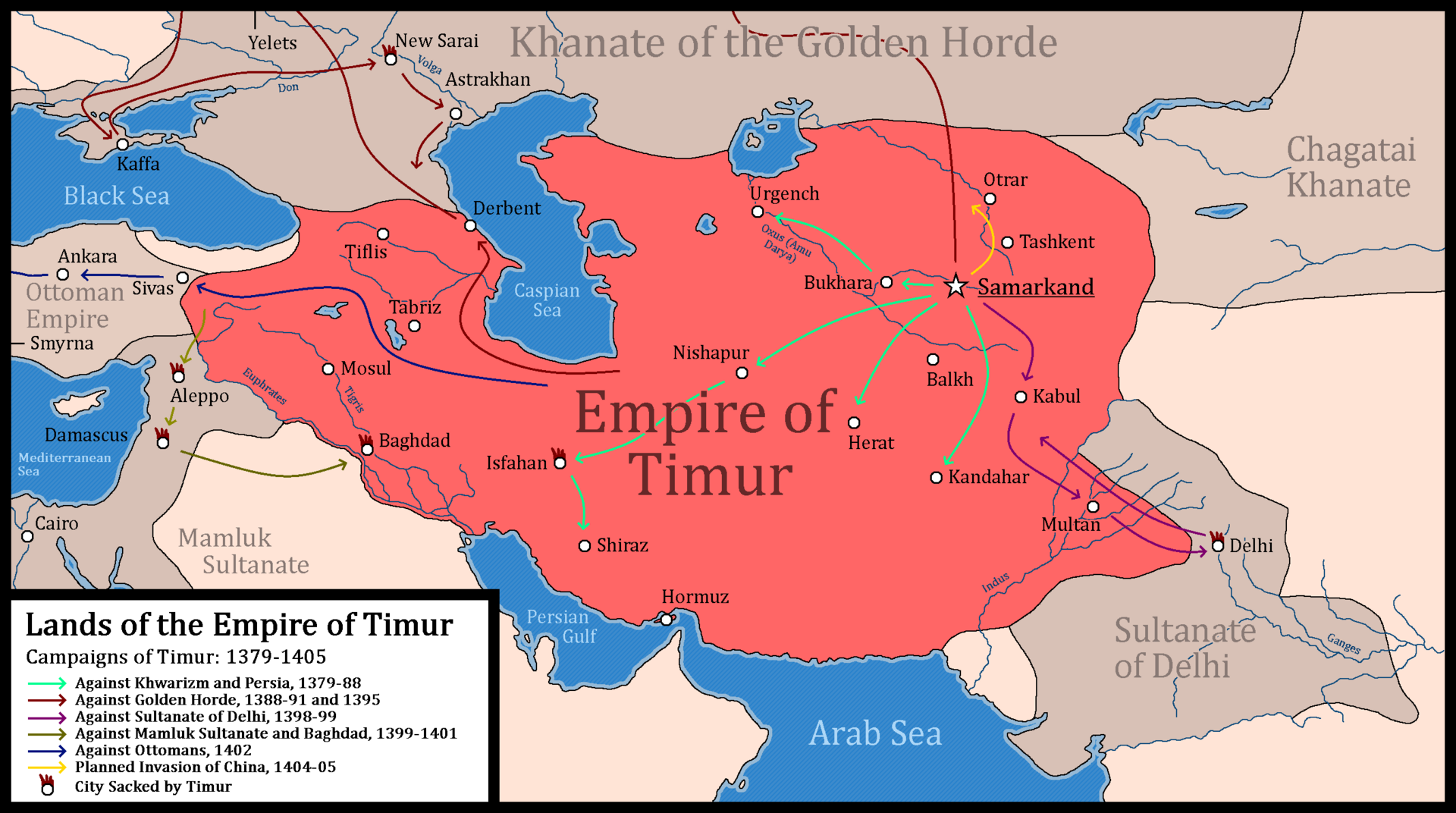 The empire of Timur, the fourteenth-century conqueror whose campaigns swept across Iran and beyond.