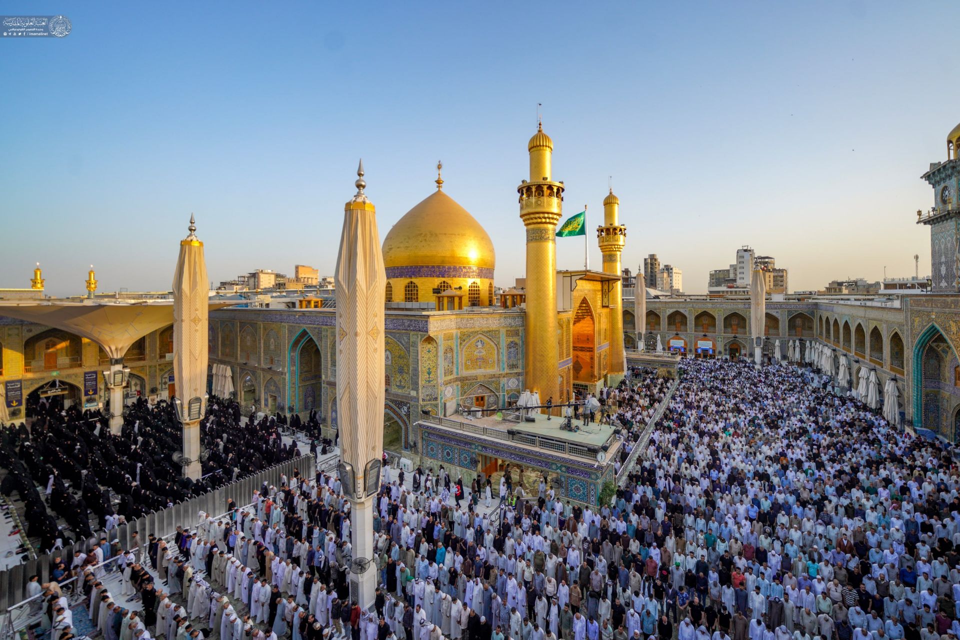 The Imam Ali Shrine in Najaf, one of the holiest sites in Shia Islam and the reputed burial place of Ali, the cousin and son-in-law of the Prophet Muhammad. Its golden dome draws millions of pilgrims a year to southern Iraq.