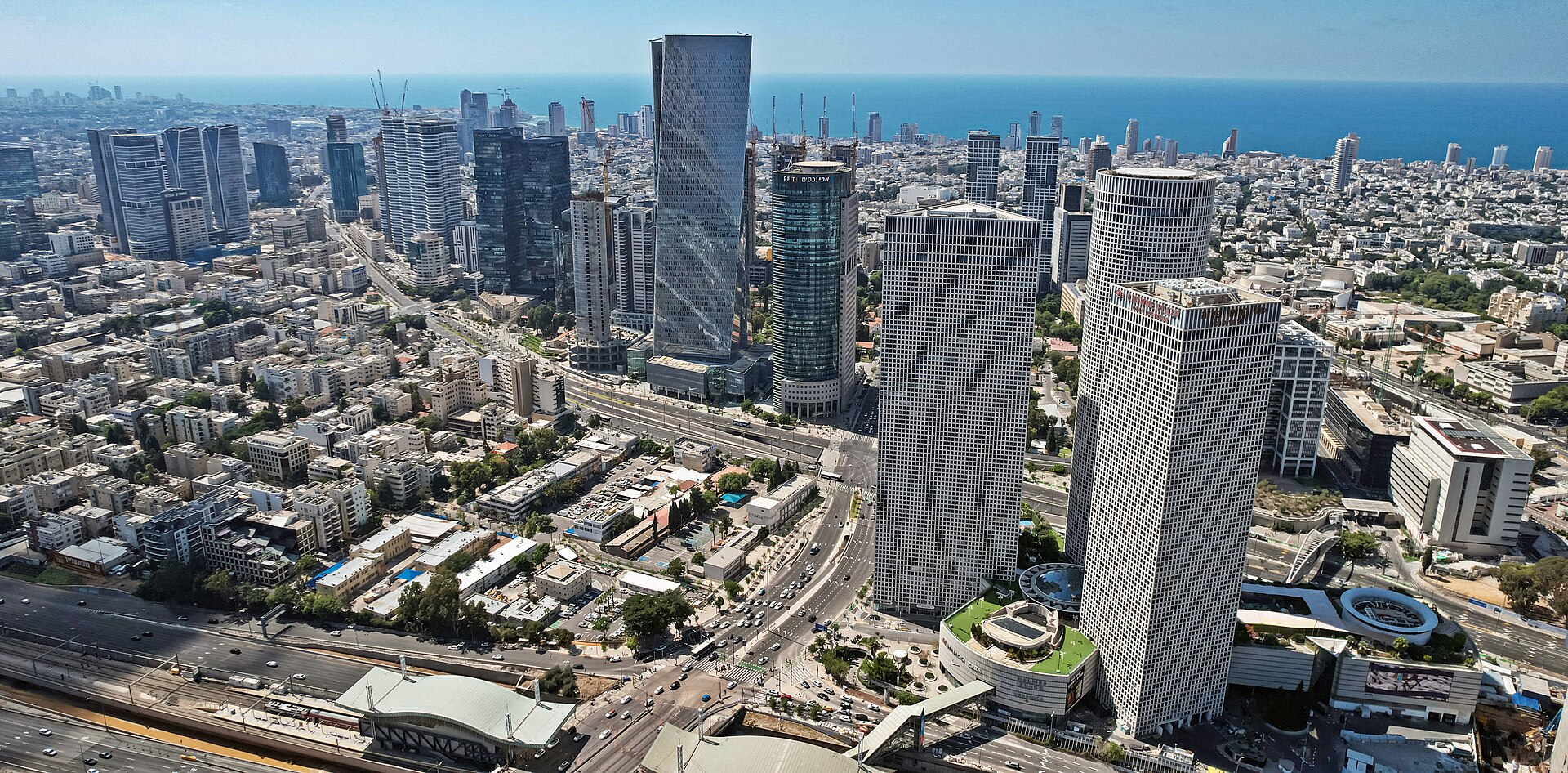 The modern skyline of Tel Aviv, the country's commercial and cultural hub on the Mediterranean coast. A young, fast-growing city, it is the heart of Israel's technology industry and its lively secular culture.