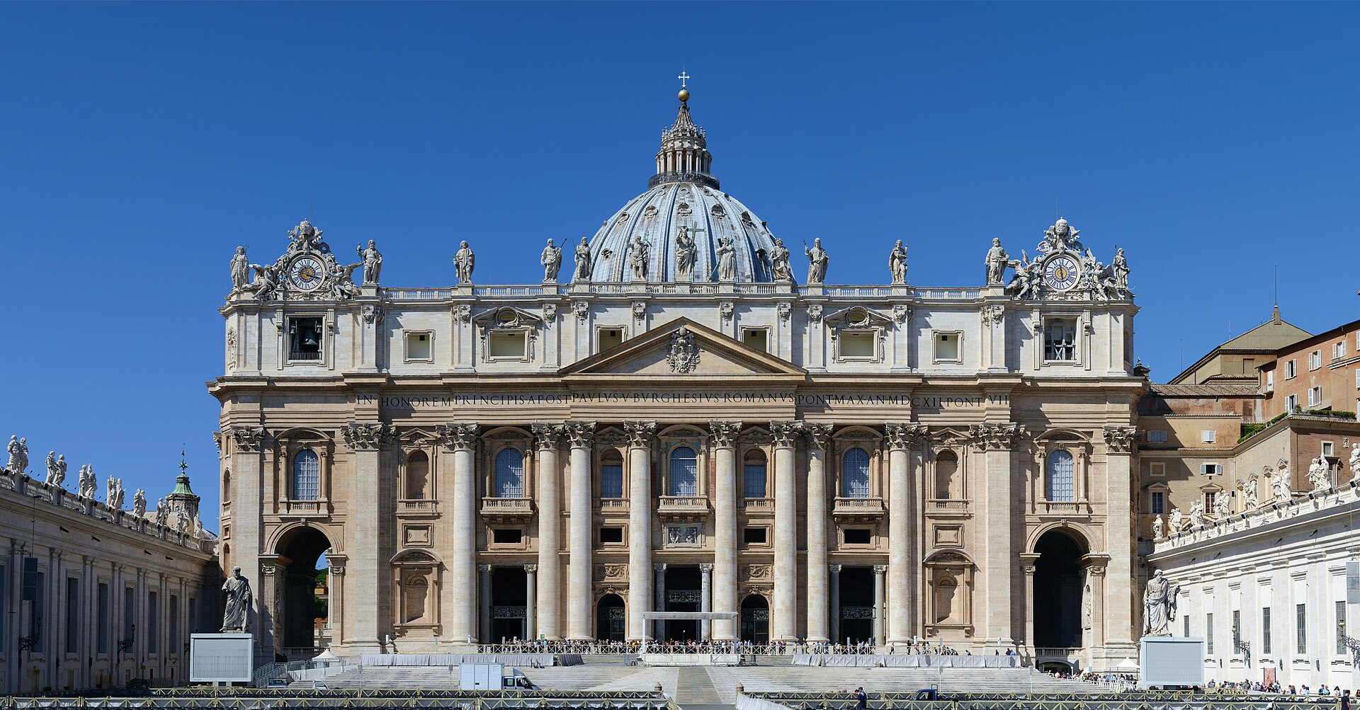 St Peter's Basilica in the Vatican, completed in 1626. The largest church in the world stands over the traditional tomb of Saint Peter and is the ceremonial centre of the Roman Catholic Church.