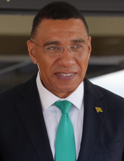 Andrew Holness, right, prime minister of Jamaica since 2016 and re-elected to a third term in 2025. His government has focused on tackling the island's high rate of violent crime, a persistent challenge.