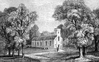 The church at Steventon, where Austen's father was rector and she grew up.