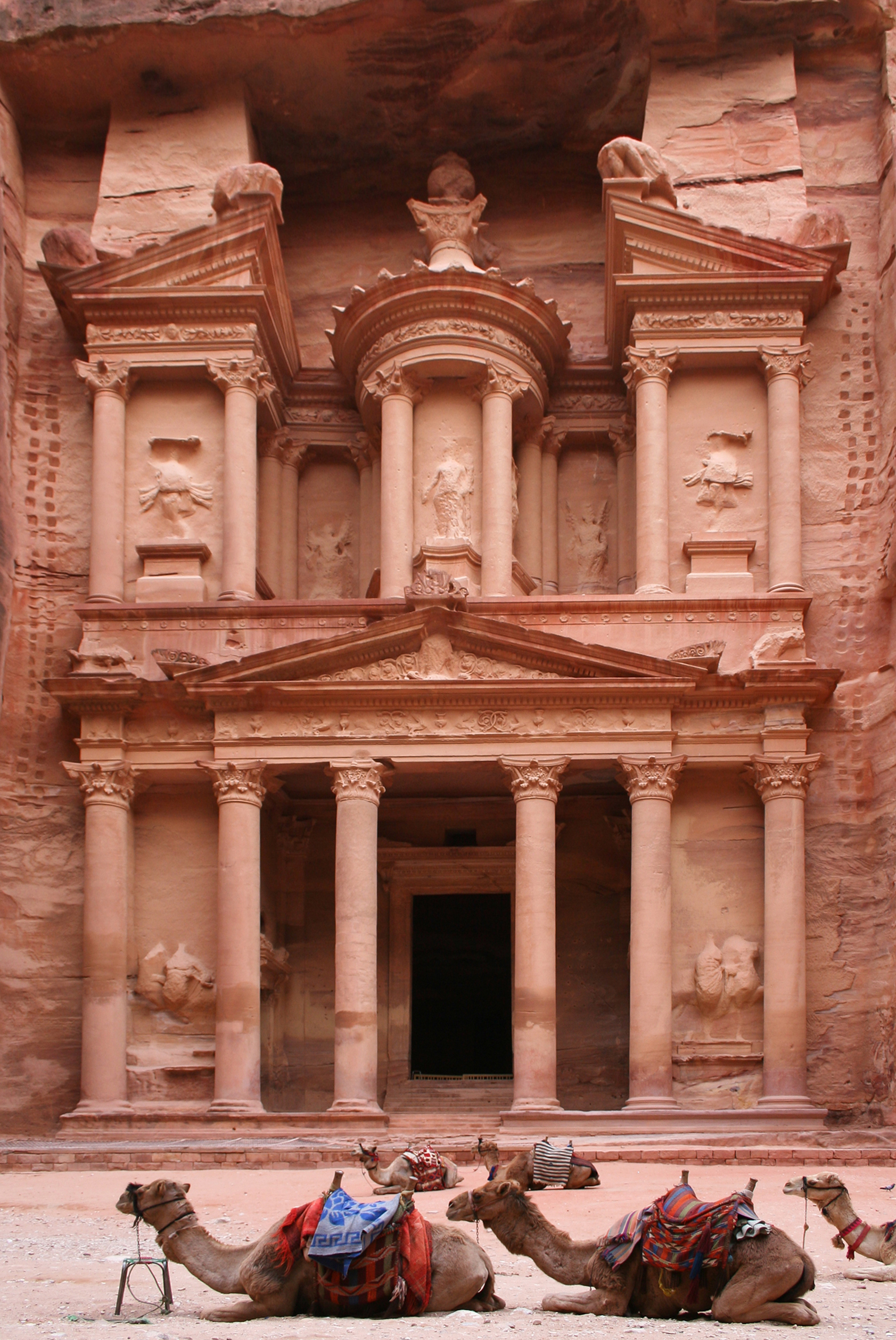 Petra, the city carved into rose-coloured rock by the ancient Nabataeans. Credit: Al_Khazneh_Petra.jpg: Graham Racher from London, UK derivative work: MrPanyGoff (CC BY-SA 2.0).