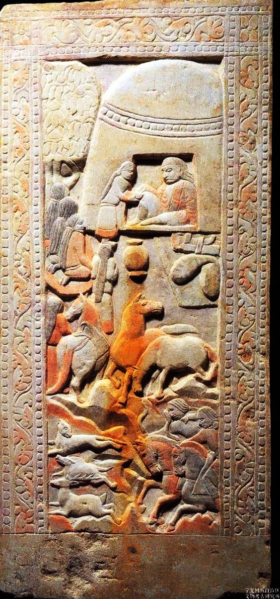 A funerary depiction of long-haired Gokturk warriors, one of the Turkic peoples who ruled the steppe in the early Middle Ages. Nomadic horse cultures like theirs shaped the region for thousands of years before the Kazakhs emerged.