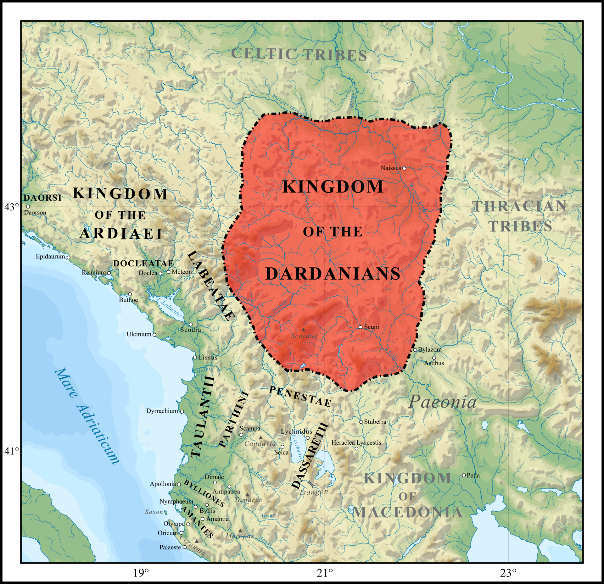 The ancient kingdom of Dardania, which occupied much of the region of present-day Kosovo in antiquity. Credit: Ahmet Q. (CC BY-SA 4.0).
