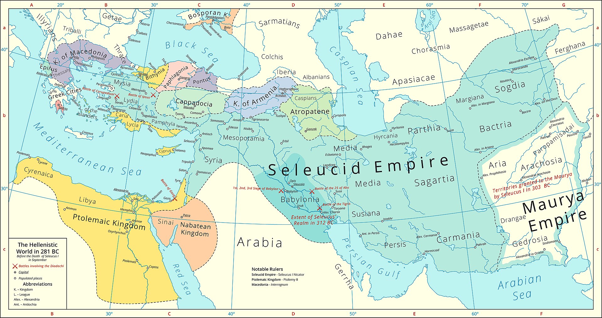 A map of the Seleucid Empire, the Greek successor state that followed Alexander the Great and left a settlement on Kuwait's island of Failaka. The head of the Gulf has been a crossroads of empires since ancient times.