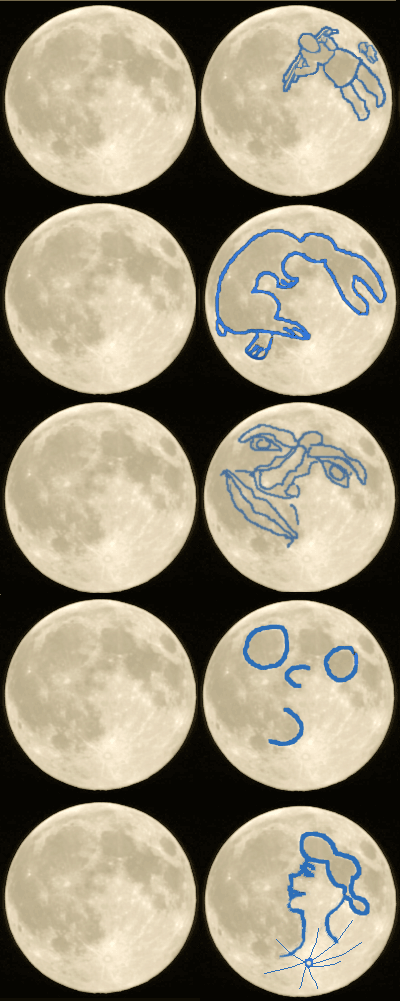 The lunar near side. Its large dark maria are impact basins later flooded with lava, and dating rocks from them produced the age cluster the hypothesis explains.
