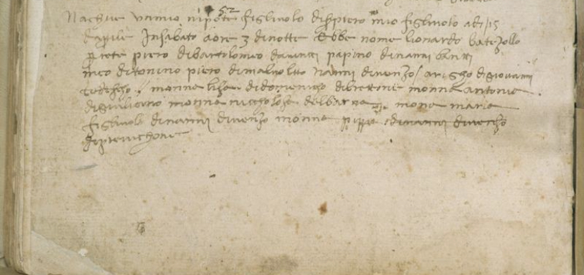 Leonardo's baptism record from 1452.