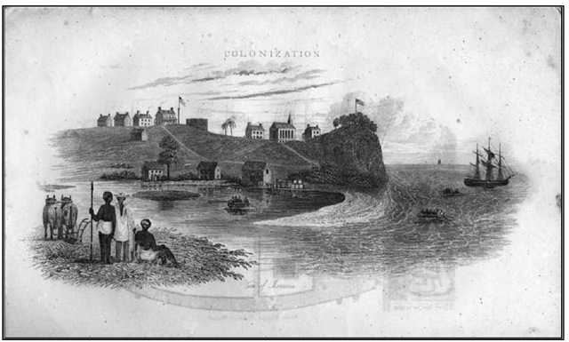 A view of Monrovia in 1842, the capital founded by settlers and named for a United States president. Credit: United States Navy (Public domain).