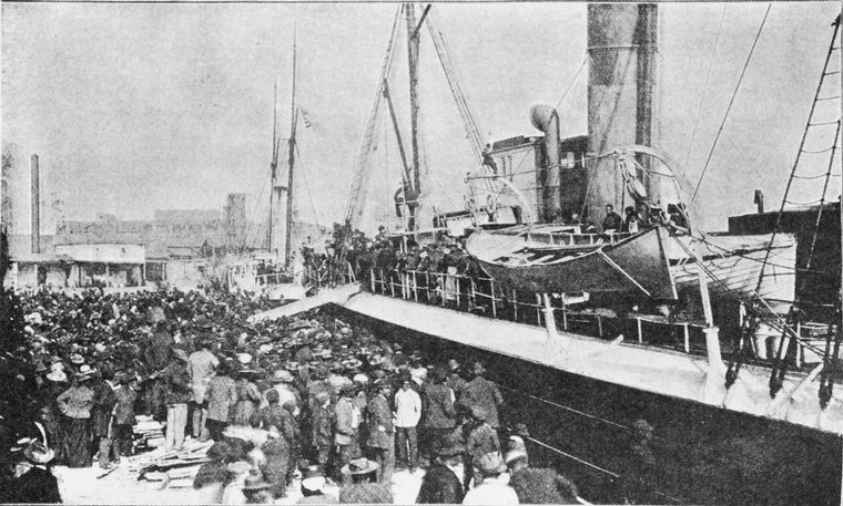 African Americans departing for Liberia; the country was founded as a home for freed and free-born Black people. Credit: Unknown (Public domain).