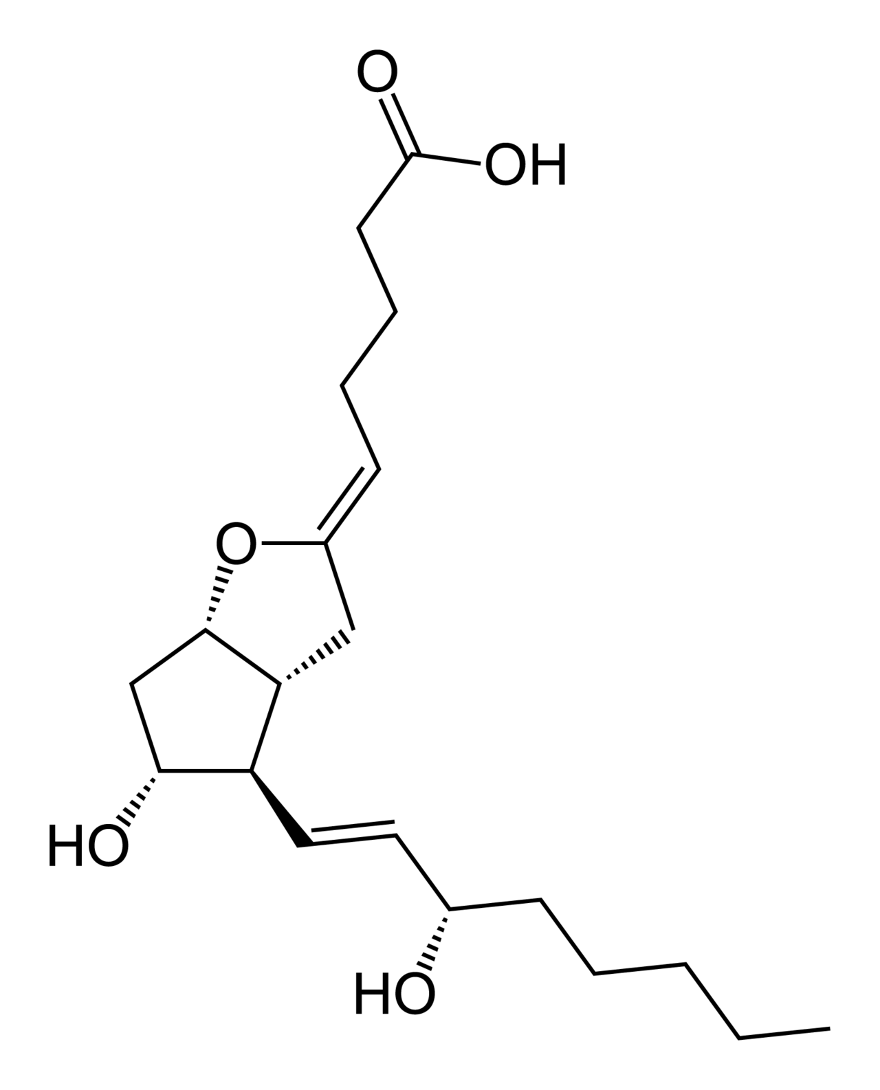 A prostaglandin. Signalling lipids derived from fatty acids mediate inflammation, and the common anti-inflammatory drugs work by blocking their production.