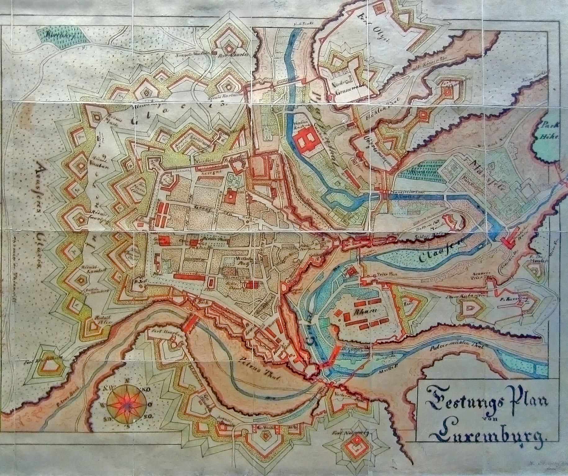 A historic plan of the mighty fortifications of Luxembourg City, once called the Gibraltar of the North. Credit: Membeth (CC0).
