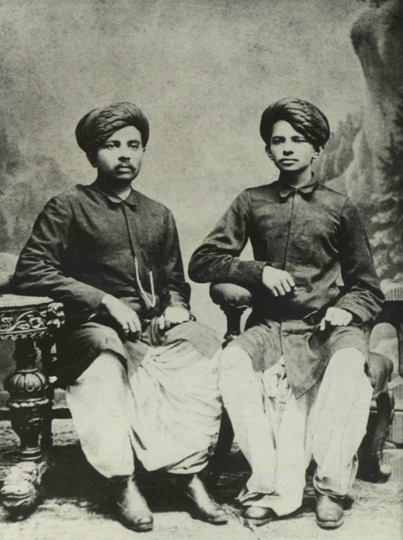 Gandhi in his youth with family, in the years before his public life.