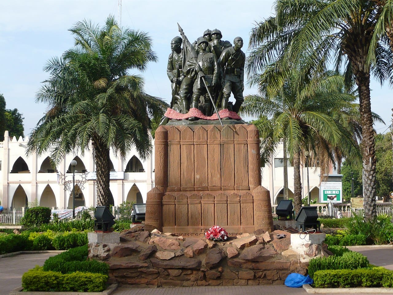 Place de la Liberte in Bamako, the capital and largest city of Mali, on the Niger River. A fast-growing metropolis, it is the political, economic, and cultural heart of the country, far from the troubled deserts of the north.