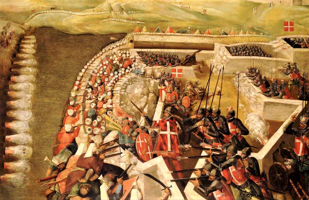 The Ottoman assault during the Great Siege of Malta in 1565, when the Knights of Saint John held the island. Credit: Matteo Perez d'Aleccio (Public domain).