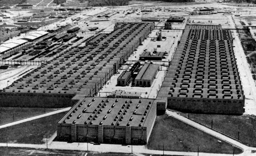 An aerial view of a sprawling secret plant built to enrich uranium.