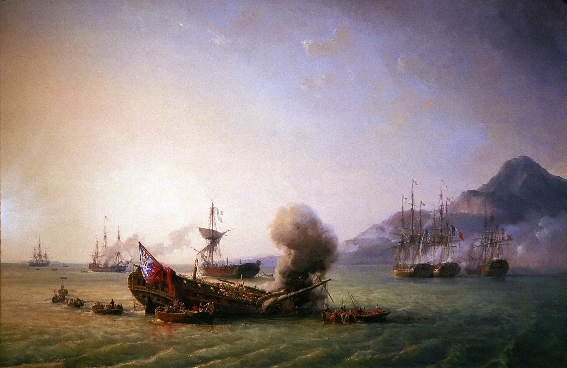 The Battle of Grand Port, a naval clash between French and British forces off Mauritius during the Napoleonic Wars. Credit: Pierre-Julien Gilbert (Public domain).