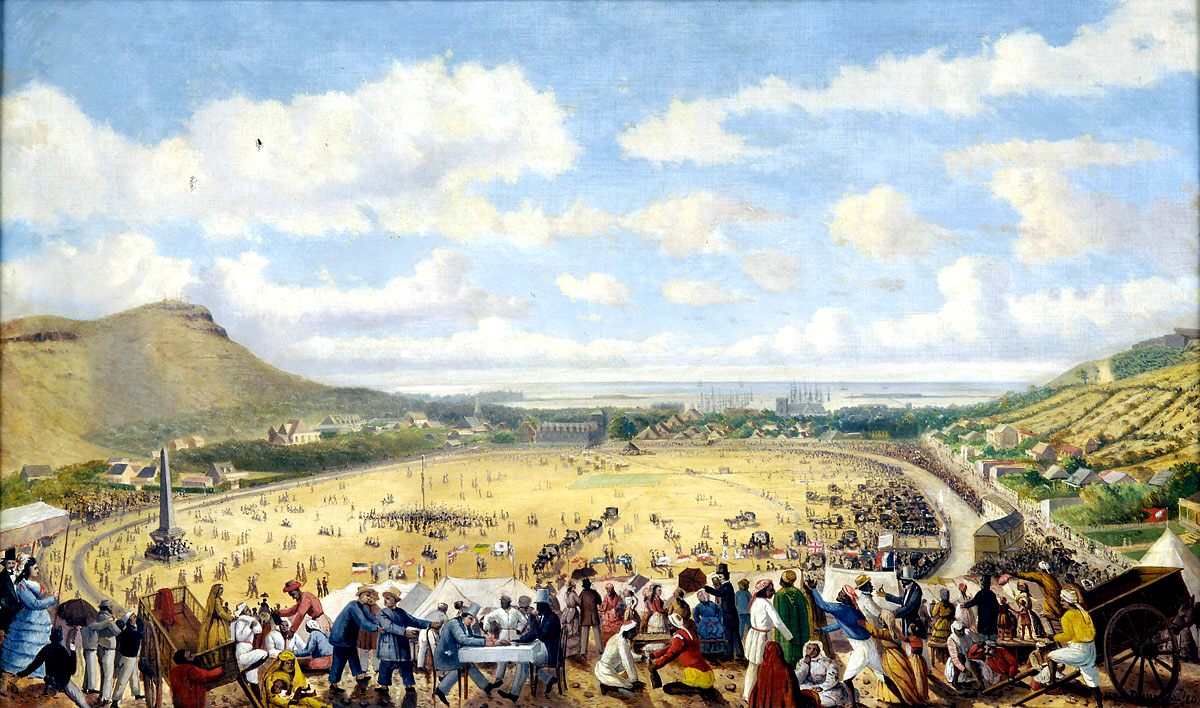 The historic Champ de Mars racecourse in Port Louis, a centre of social life in the capital. Credit: Numa Desjardins (1826-?) (Public domain).