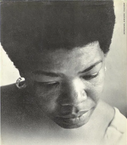 A portrait of Angelou from the first edition of I Know Why the Caged Bird Sings.