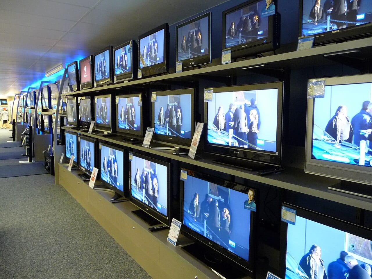 A television set. McLuhan classified television as a cool medium requiring high participation, a distinction critics have found difficult to apply consistently.